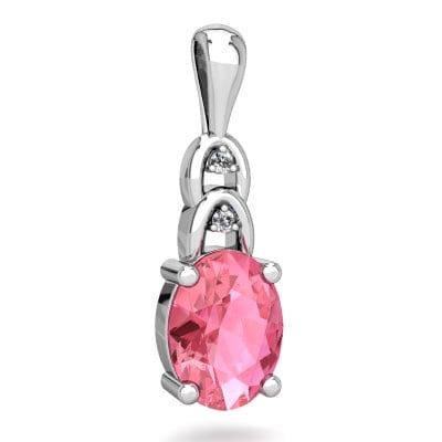 Lab Pink Sapphire Links Pendant in 14K White Gold