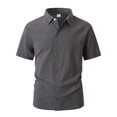 thumbnail image 2 of LTTVQM Men's 2026 Casual Button Down Short Sleeve Shirts Summer Beach Wedding Shirt Vacation Cotton Shirts Gray XL, 2 of 8