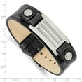 thumbnail image 3 of White Stainless Steel bracelet Men's 9 in Polished Black Leather with Buckle with Stone Finish 9.5in Brace, 3 of 3