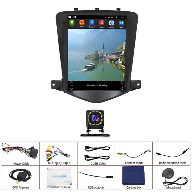Zcargel 9.7in Android 13 Car Stereo Radio for Chevrolet Cruze 2009-2015, 2+32G Touch Screen Multimedia Player with Wireless CarPlay, Android Auto, Bluetooth, FM/RDS, WiFi, 12 LED Backup Camera