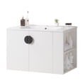 thumbnail image 7 of 30" Bathroom Vanity Sink Combo, Wall Mounted Vanity Cabinet Set, Ceramic Sink Top, Bathroom Cabinet With 2 Doors And Open Storage Shelf, Solid Wood Frame, Easy Assembly, For Small Space, 7 of 7