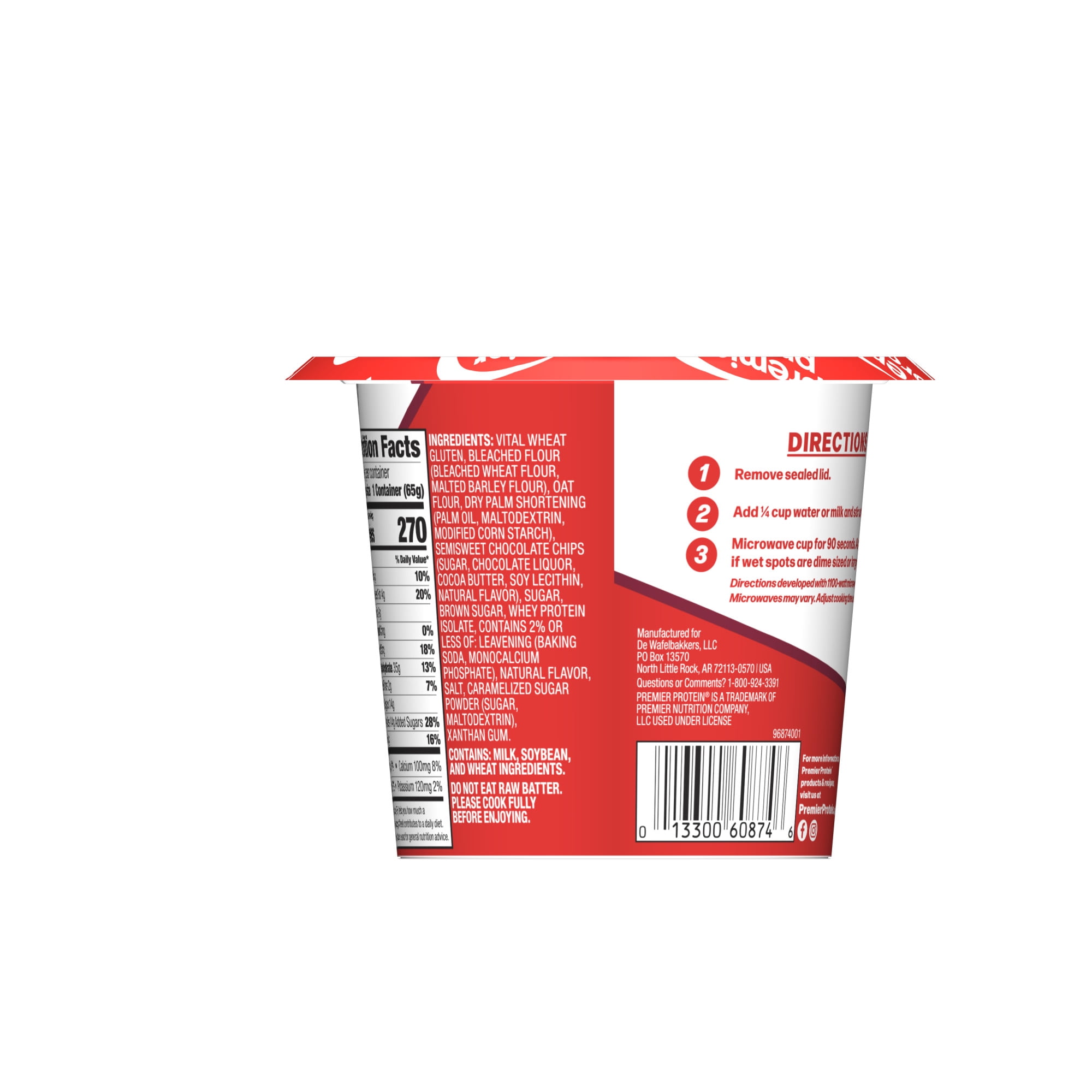 (12 pack) Premier Protein Chocolate Chip Protein Muffin Cup, 2.3 oz