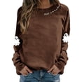 thumbnail image 1 of HUITKMM Chandail à Capuche pour Femmes Imprimé Halloween Manches Longues Sans Capuche Mode Automne Décontracté Col Rond Chandail Graphique pour Automne Hiver, 1 of 5