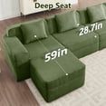 thumbnail image 5 of Modular 4 Seat U Shape Sectional Boneless Sofa, Cloud Sectional Couch with Deep Seat, Modern Modular 4-Seat Sofa Couch with Throw Pillows and 2 Movable Ottomans, Corduroy Fabric Green, 5 of 11