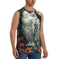 thumbnail image 2 of Pofeuu Moon Flower White Owl Print Men's Muscle T-Shirt, Sleeveless, Muscle Tank, Classic Muscle Tee Top For Men Casual Sleeveless Muscle T-Shirt Trendy Clothes-Small, 2 of 7