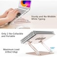 thumbnail image 4 of Laptop Stand for Desk, Ergonomic Aluminum Alloy Laptop Holder Adjustable Height Computer Stand Notebook Riser Compatible with MacBook Pro Air, Dell, HP, , Samsung More 9-16" Laptops-Gold, 4 of 7