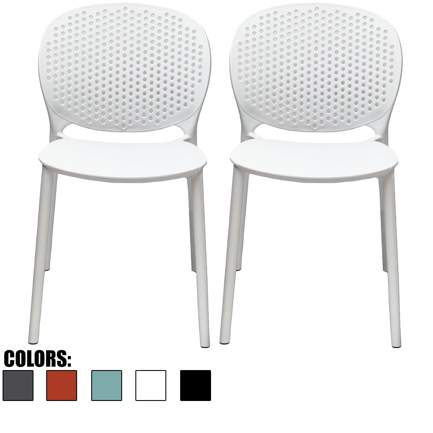 2xhome Set of 2 White Contemporary Modern Stackable