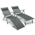 thumbnail image 1 of Patiojoy Chaise Longue d'Extérieur 2 Pcs, Chaise Longue Pliante avec Dossiers Réglables à 8 Niveaux, Cadre en Aluminium Robuste, Appui-Tête et Coussin Douillets, 1 of 8