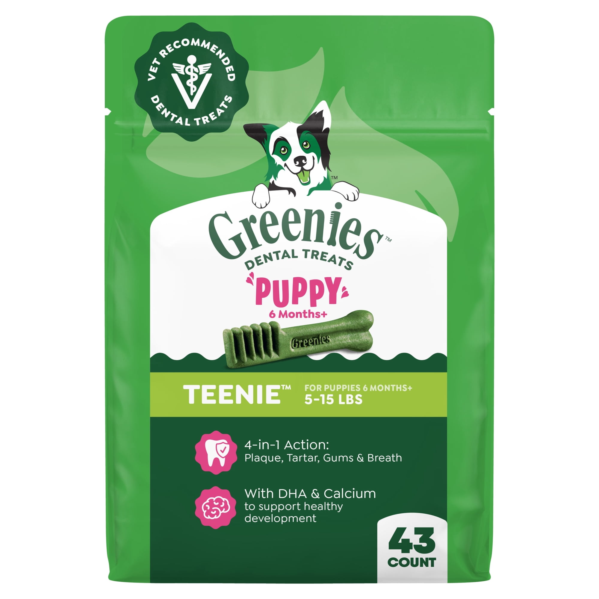Greenies Natural Dental Puppy Treats Teenie Size, Chicken Flavor, 12 oz Pack, (43 Count)