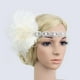 thumbnail image 4 of Diadema de plumas elásticas para mujer, disfraz de Charleston, vestido elegante para mujer Blanco Zulema Diadema de aleta elástica de mujer, 4 of 8