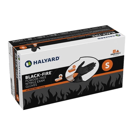 HALYARD BLACK-FIRE 44756 Nitrile Exam Gloves, Powder-Free, 5.5 mil, Small, 44756 (Box of 150)