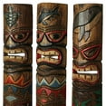thumbnail image 2 of Zeckos Hand Carved Wood Double Tiki Mask Ocean Animal Totem Set of 3, 2 of 7