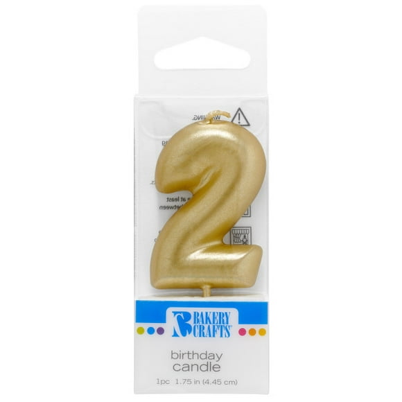 Gold Number 2 Candle 1.75 by Bakery Crafts"