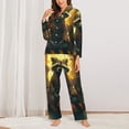 thumbnail image 2 of Daiia Tree Meditating Raccoon for Women's Long-Sleeved Pajama Set – Soft & Comfortable Sleepwear Button-Up Pajamas Cozy Lounge Wear-Large, 2 of 7