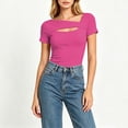 thumbnail image 6 of Posijego Going out Tops for Women Crewneck Short Sleeve Summer Slim Classic T-Shirts Trendy Casual Shirts for Women, 6 of 7