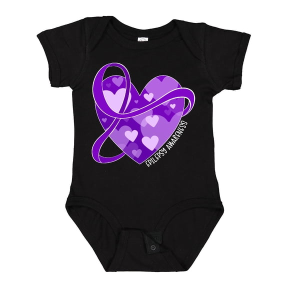 Inktastic Epilepsy Awareness Purple Ribbon Around Heart Boys or Girls Baby Bodysuit