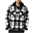 thumbnail image 2 of FDGIU Men's Plaid Flannel Fleece Lined Hooded Jacket - Button Down Winter Outdoor Coat with Pockets, 2 of 4