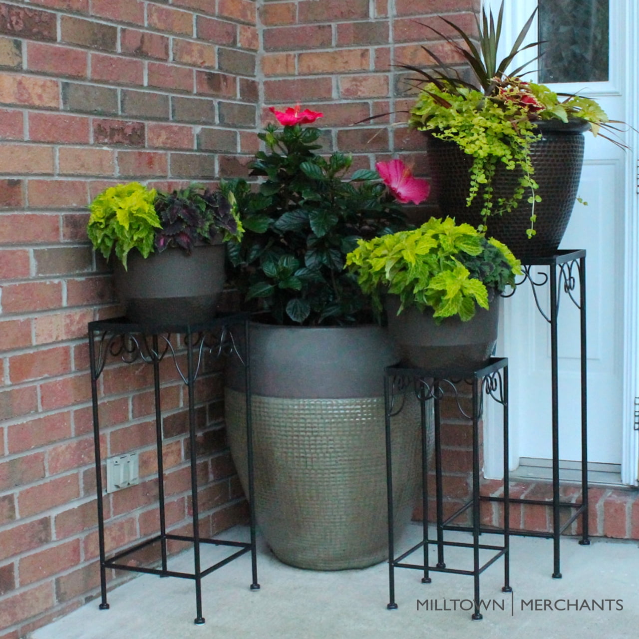 Milltown Merchants Outdoor Metal Rectangle End Table, Black (Set of 3)