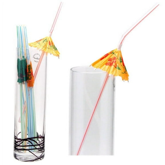 Paper Parasol Straws - Party Supplies - 12 Pieces