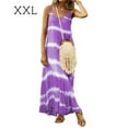 thumbnail image 4 of Robe Maxi à Col en V Vêtements d'Été à Rayures Sans Manches Robe Imprimée à Rayures Robe d'Été Ample, Violet, TTG, 4 of 8