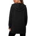 thumbnail image 6 of Otntypg Tunic Hoodies for Women Fashion Lightweight Split Hem Drawstring Casual Long Sleeve Hooded Sweatshirts Tops with Pockets Trendy Atheltic Pullover T-Shirts Black S, 6 of 8