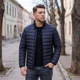 thumbnail image 4 of QPNGRP Mens Puffer Jacket Lightweight Water Resistant Windproof Insulated Winter Puffy Coat Navy XL, 4 of 9