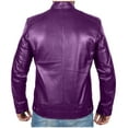 thumbnail image 3 of USNSM (S-5XL) Big and Tall Men's Faux Leather Jacket Stand Collar Motorcycle Leather Jackets Casual Lightweight Zip Up Biker Coat Purple XL, 3 of 4
