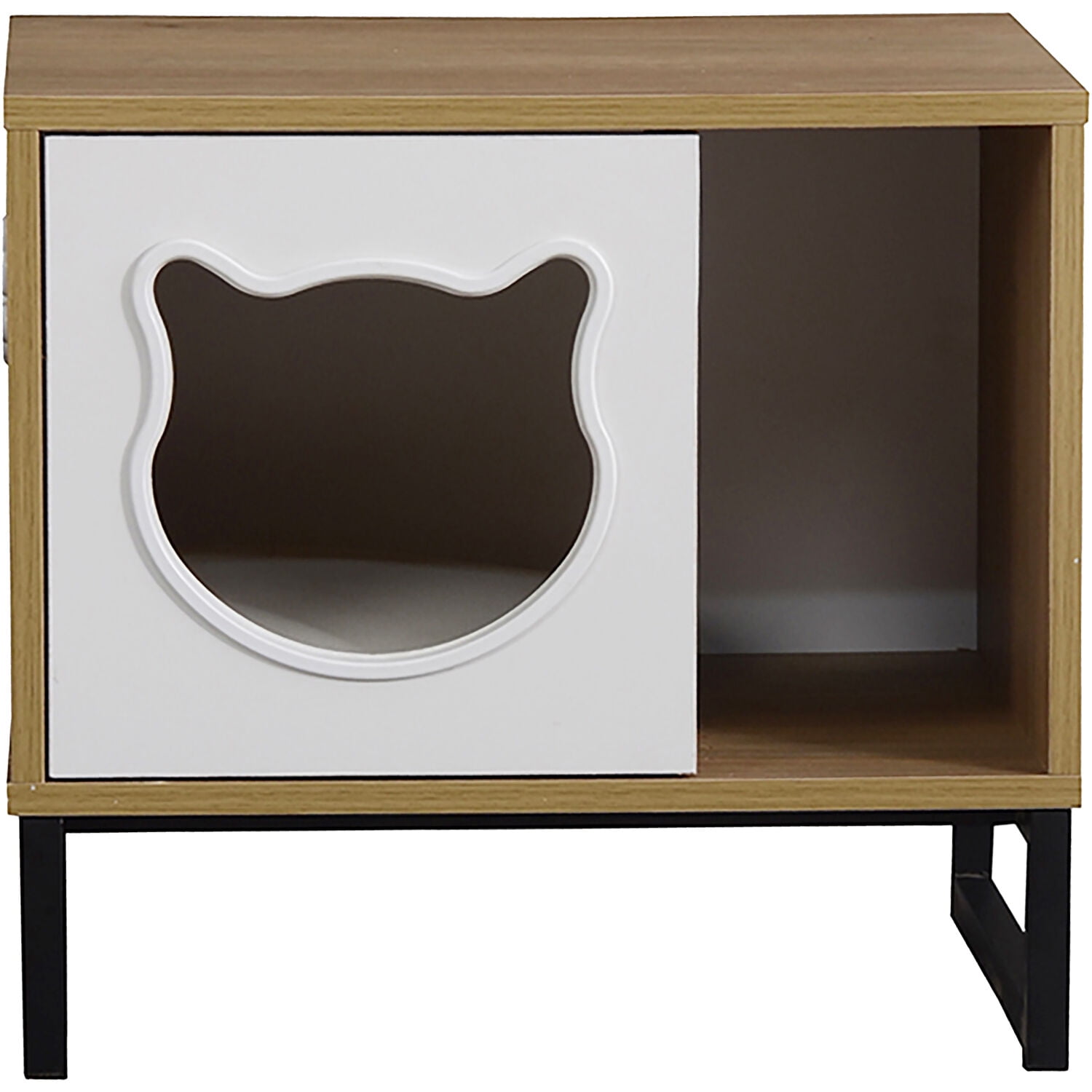 Critter Sitters Multi-Functional Cat House and Side Table with Hidden Litter Box, Wood/Neutral