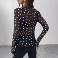 thumbnail image 7 of GZWYHT Women's Sheer Mesh Tops Polka Dot Print Long Sleeve Shirts Blouses Slim Fit T Shirts See Through Blouse Black L, 7 of 7