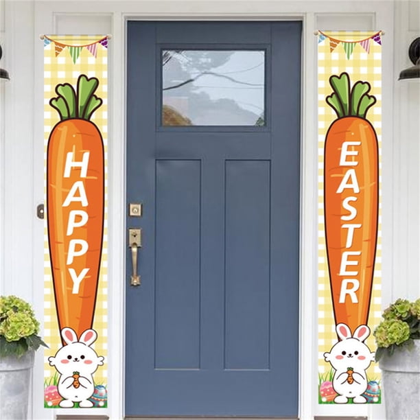 Letrero de Pascua para porche, pancartas de Feliz Pascua, pancartas para colgar en la pared para interiores y exteriores, pancartas con pareado