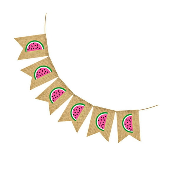GAXIRE Watermelon Party Banner Linen Material 2.5m Multi-Color Decoration for Birthday Events