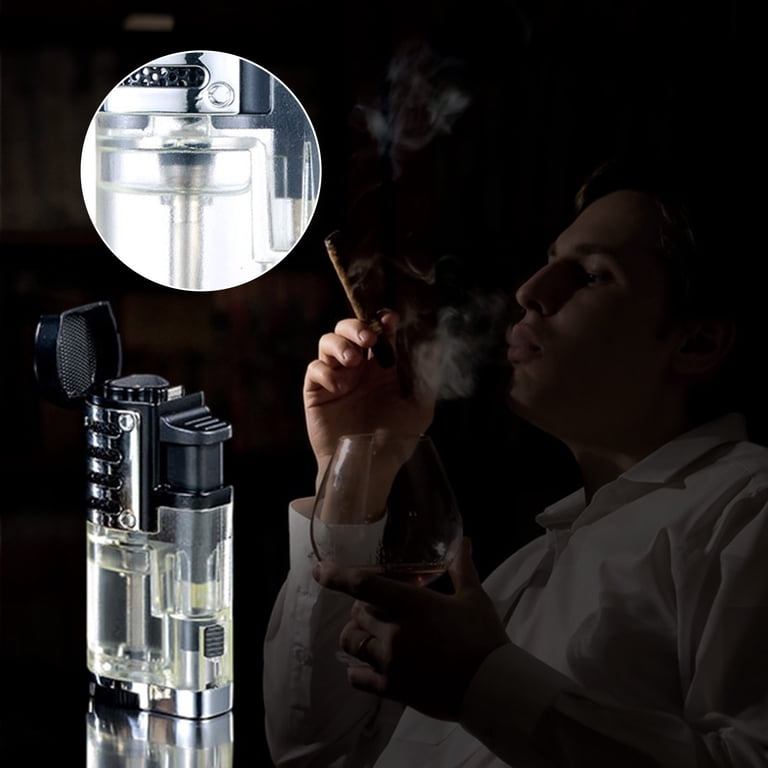 cigarette ignition tools Windproof Jet Flame Torch Lighter Triple Jet Flame Refillable Cigarette  Cigar Lighter Outdoor Camping BBQ Survival Portable Butane Lighter  Adjustable