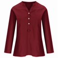 thumbnail image 3 of Womens Cotton Linen Tops V-Neck Half Sleeve Solid Casual Button down Shirts Comfy Loose Fit Flowy Tunic Tops Lightweight Summer Blouse, 3 of 4