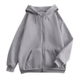 thumbnail image 5 of AherBiu Oversized Sweatshirt for Women Zip up Long Sleeve Drop Shoulder Drawstring Hooded Jacket Outerwear with Pockets(XX-Large,Gray-01), 5 of 7