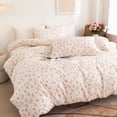thumbnail image 3 of Floral Full Size Comforter Set, Pink Flower Leaf Cute Pattern Printed Reversible Alternative Bedding Sets 3pcs, Soft Microfiber Vintage Cottagecore Bed Set for Women Teen Girls, 3 of 13