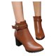 thumbnail image 4 of NECHOLOGY Botas Mujer Adulto Femenino Zapatos Botines de mujer Botas informales gruesas romanas, zapatos de tacón al tobillo a la de cuero para mujer, botas para mujer (Brown, 8), 4 of 6