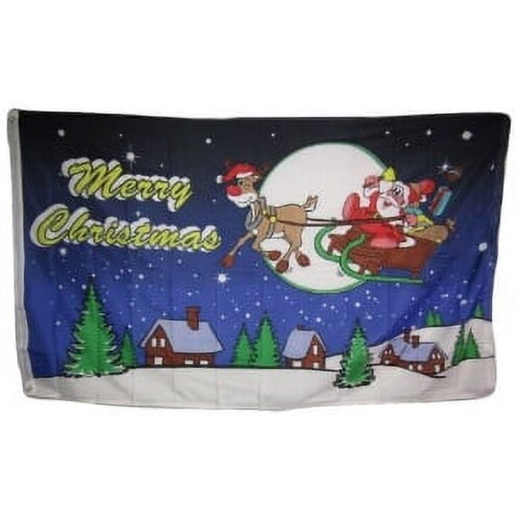 Merry Christmas Reindeer 3'X5' Flag ROUGH TEX® 68D