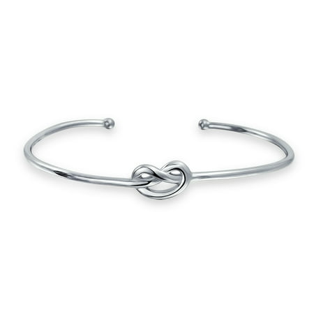 Thin Love Knot Cuff Bracelet Stackable For Women For Girlfriend Polished 925 Sterling