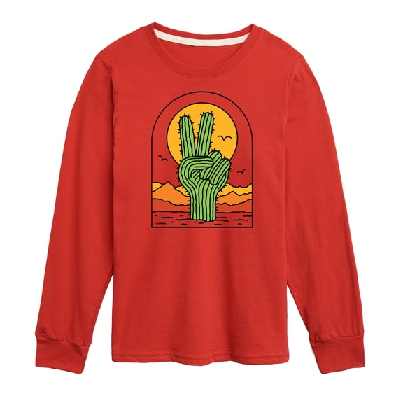 Instant Message - Cactus Peace Sign - Toddler & Youth Long Sleeve Graphic T-Shirt