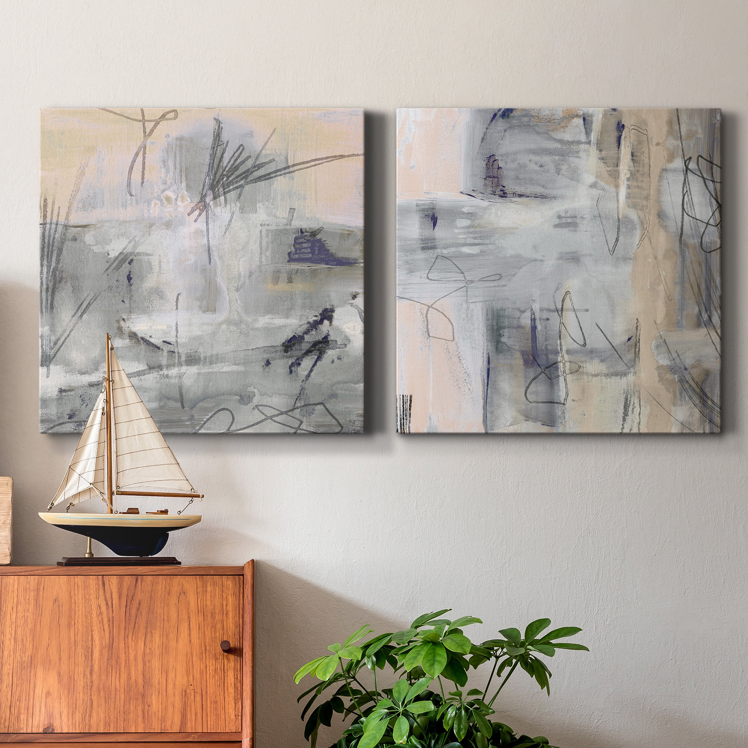 Southeast I - Premium Gallery Wrapped Canvas - Ready to Hang Set of 2 - 40 x 40 Each