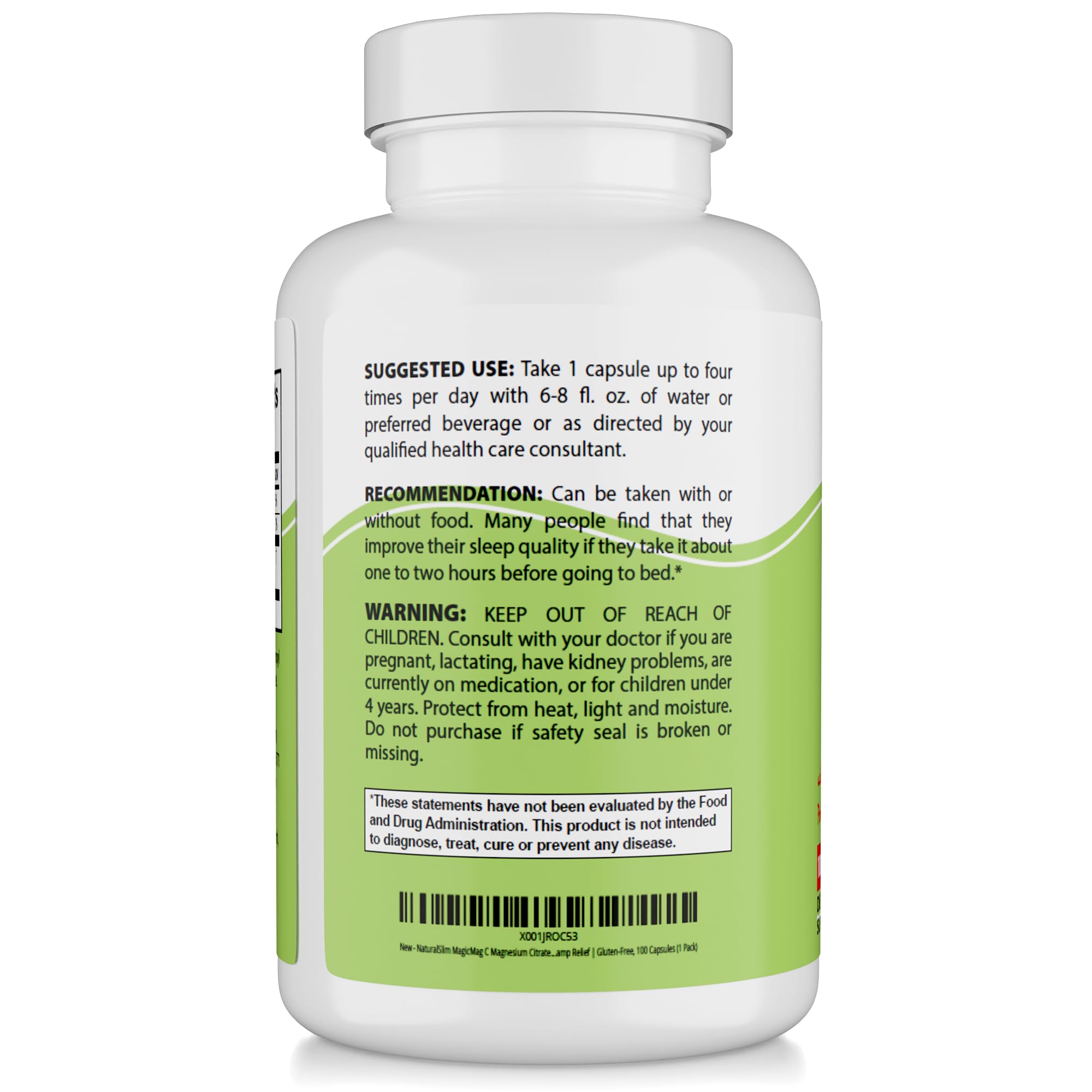 NaturalSlim MagicMag®C - Anti Stress Magnesium Citrate Capsules w/ Potassium, 100 Ct