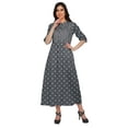 thumbnail image 2 of Moomaya Printed Roll Up Sleeve Long Kurti Front Slit Tunic Dress For Women, 2 of 5