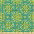 thumbnail image 2 of Ambesonne Vintage Fabric by the Yard Upholstery, Linear Floral Shapes Art, 5 Yards, Jade Green Earth Yellow, 2 of 5