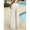 thumbnail image 5 of Women Wide Leg Palazzo Pants Summer Foldover Lounge Trousers Beach Vacation Travel Clothes, 5 of 6