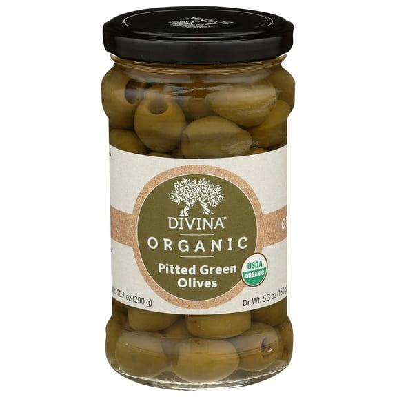 Divina Pitted Organic Green Olives - 5.3 Ounces, 6PK