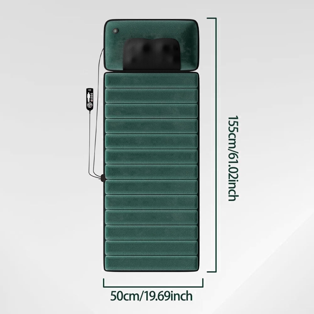 Full Body Vibration Massage Mat w/ Heat, Variable Speed & Detachable Massager Pad for Home or Office, Green