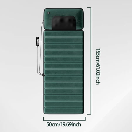 Full Body Vibration Massage Mat w/ Heat, Variable Speed & Detachable Massager Pad for Home or Office, Green