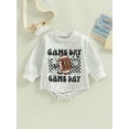 thumbnail image 2 of Seyurigaoka Baby Boys Girls Football Season Romper Tops Casual Long Sleeve Round Neck Cartoon Letter Print Bodysuit, 2 of 8