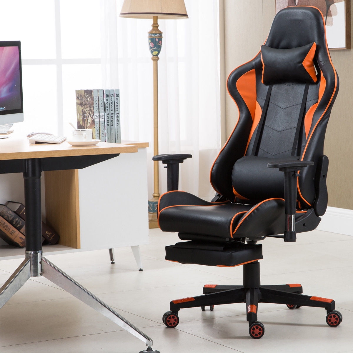 Goplus Gaming Chair High Back Racing Recliner Office W