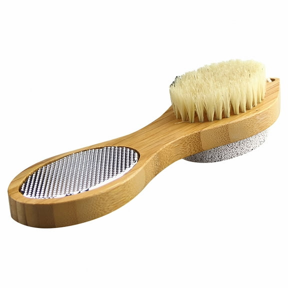 ACDANC 4 in 1 Scrubber Pumice Stone Wooden Bath Brush Foot Massage Brush Wash Feet Brush Scrubbing Stone for Feet Shower Brush
